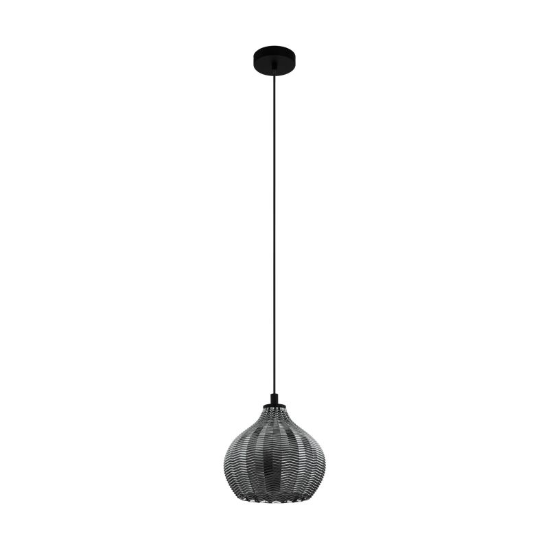 Eglo-43576 - Tamallat - Decorative Smoky Glass & Black Pendant