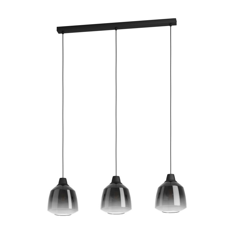 Eglo-43822 - Sedbergh - Smoked Ombre Glass & Black 3 Light over Island Fitting