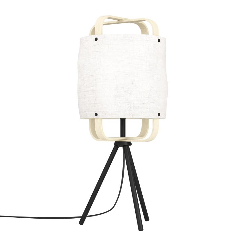 Eglo-43934 - Surfleet - Black Table Lamp with Wooden & Linen Shade