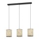 Eglo-43937 - Butterburn - Black 3 Light over Island Fitting with Birch Leaves Shades