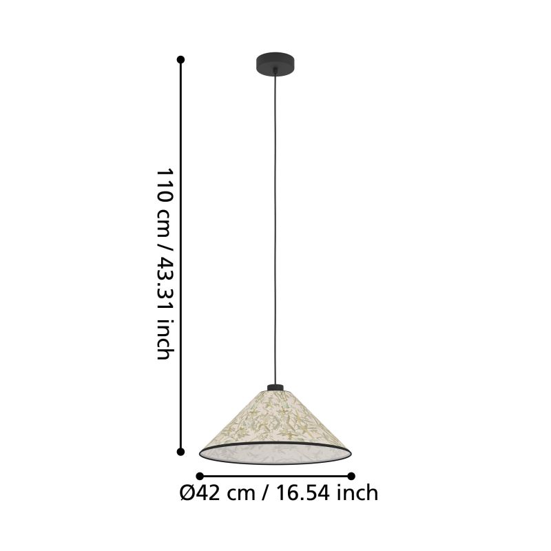 Eglo-43942 - Oxpark - Black Pendant with Bamboo Leaves Shade
