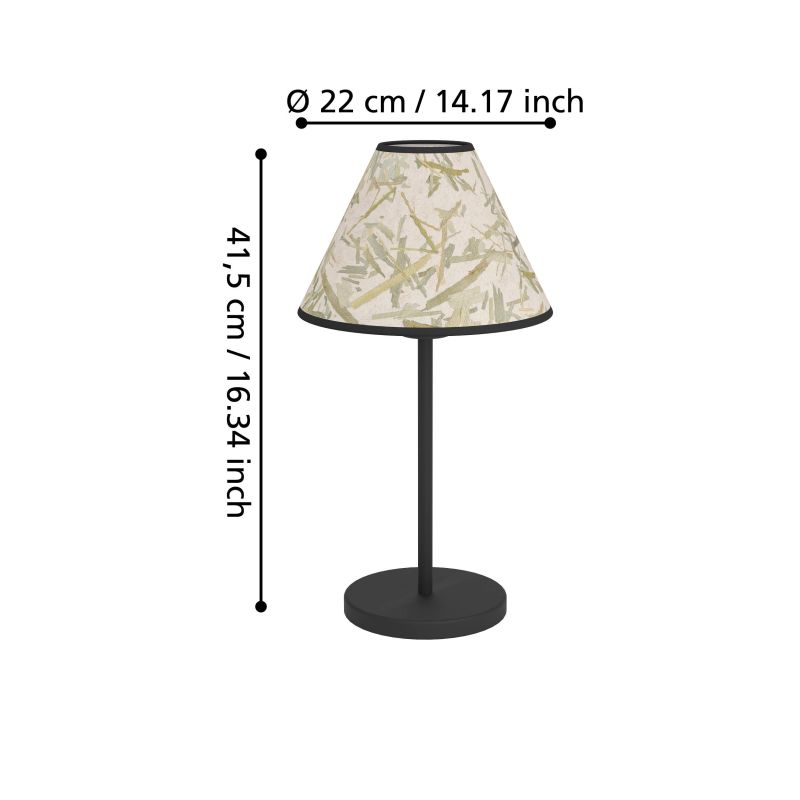 Eglo-43944 - Oxpark - Black Table Lamp with Bamboo Leaves Shade