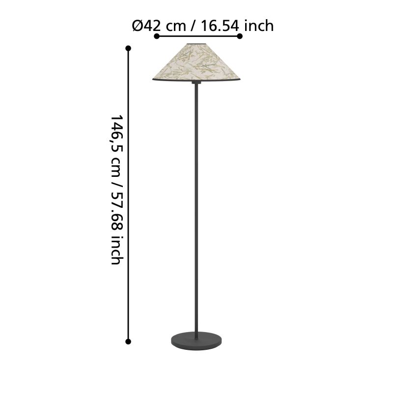 Eglo-43945 - Oxpark - Black Floor Lamp with Bamboo Leaves Shade