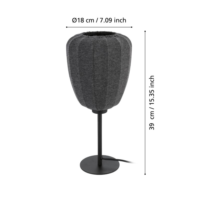 Eglo-43946 - Barlaston - Black Table Lamp with Dark Grey Shade