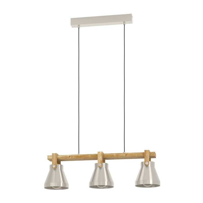Eglo-43952 - Cawton - Wooden & Silver 3 Light over Island Fitting