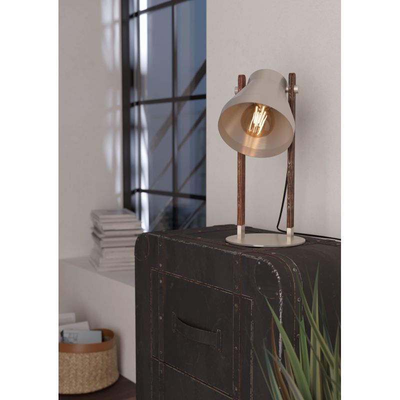 Eglo-43953 - Cawton - Wooden & Silver Table Lamp