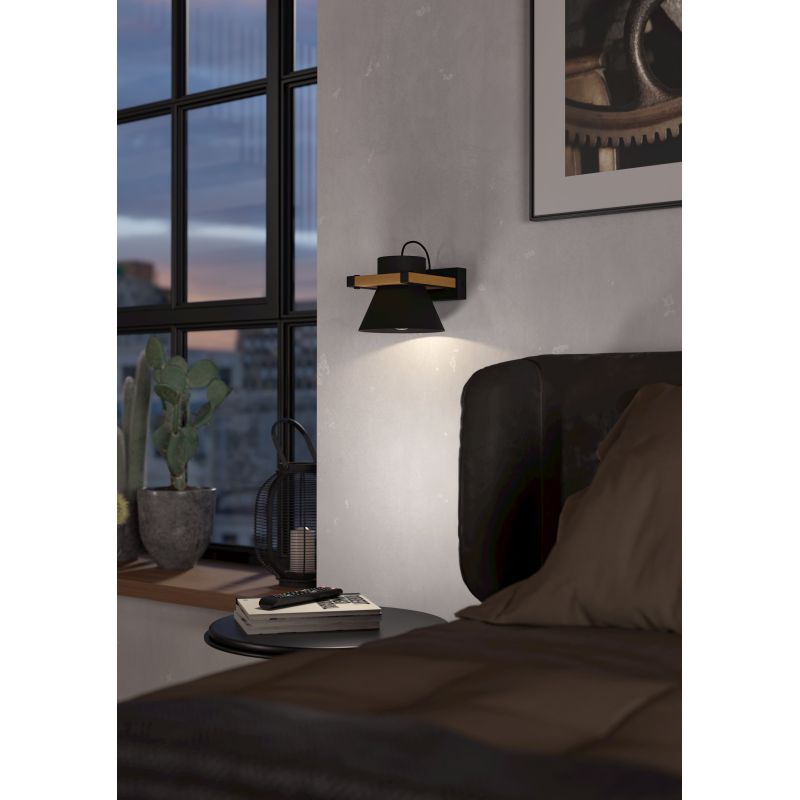Eglo-43958 - Maccles - Wooden & Black Wall Lamp