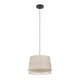 Eglo-43975 - Tabley - Black Pendant with Linen & Wooden Shade