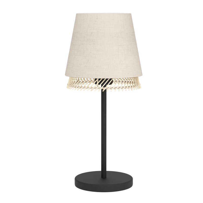 Eglo-43977 - Tabley - Black Table Lamp with Linen & Wooden Shade