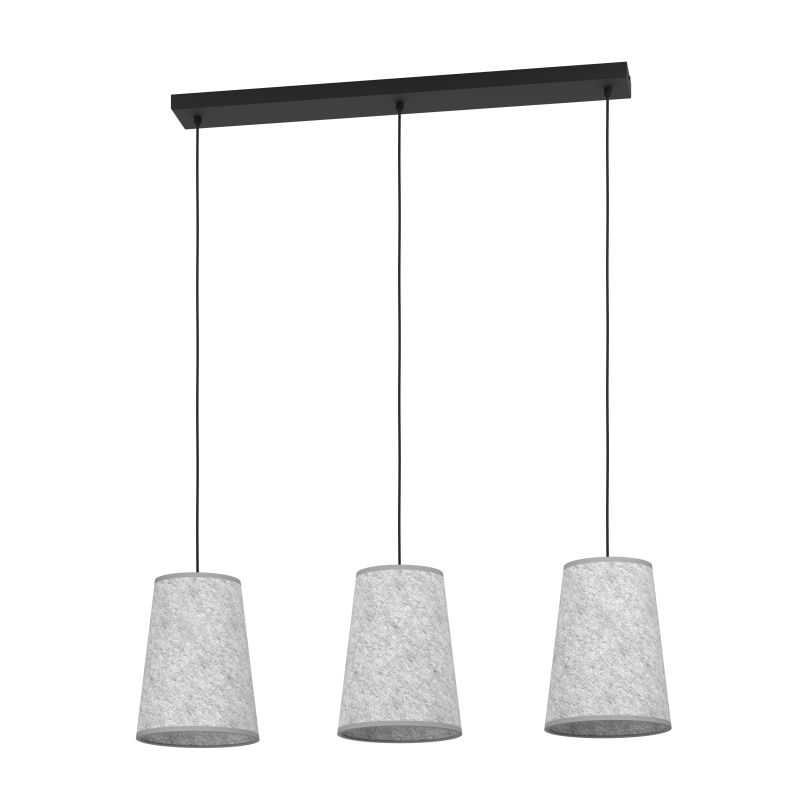 Eglo-43985 - Alsager - Black 3 Light over Island Fitting with Grey Felt Shades