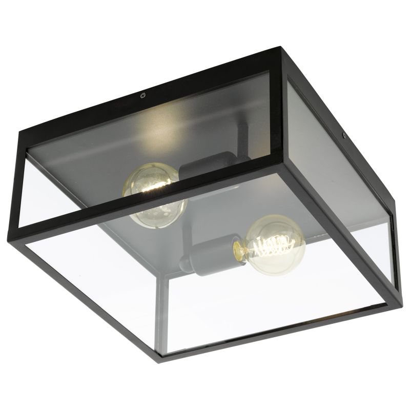 Eglo-49392 - Charterhouse - Clear Glass & Black 2 Light Ceiling Lamp