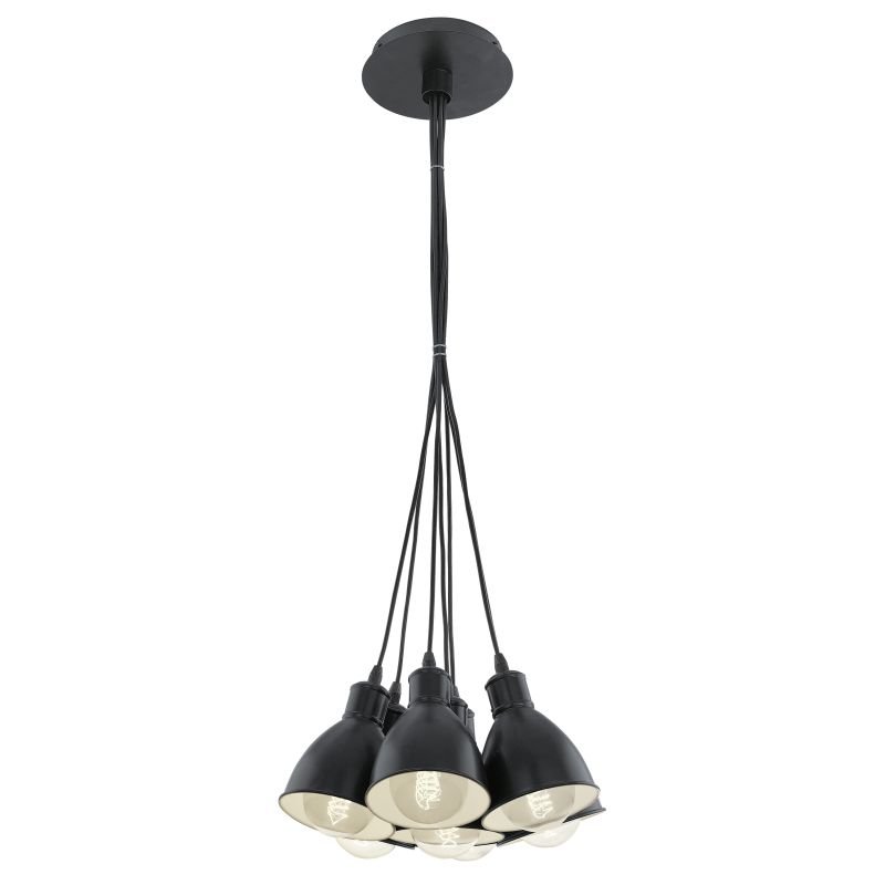 Ceiling Lights - Priddy - Vintage Black Metal 7 Light Cluster Pendant Eglo-49467 - Priddy - Vintage Black Metal 7 Light Cluster Pendant