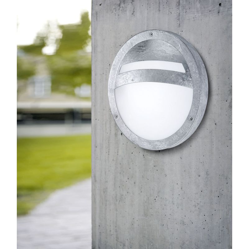 Outdoor - Sevilla - Outdoor White Glass & Silver Bulkhead Eglo-88119 - Sevilla - Outdoor White Glass & Silver Bulkhead