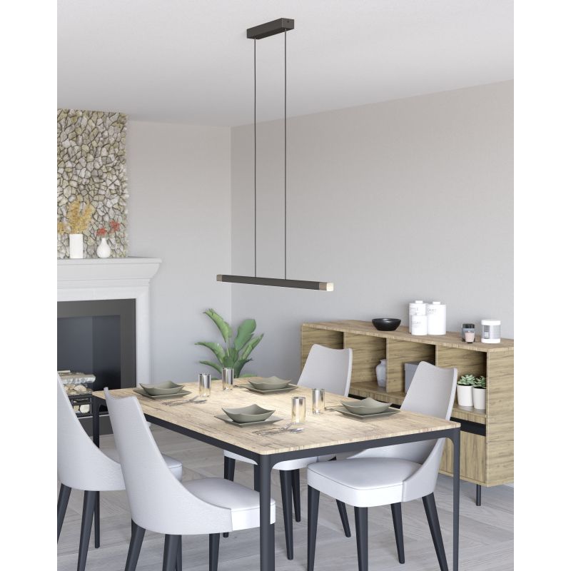 Eglo-900174 - Lisciana - LED Dark Grey with Wood Linear Profile