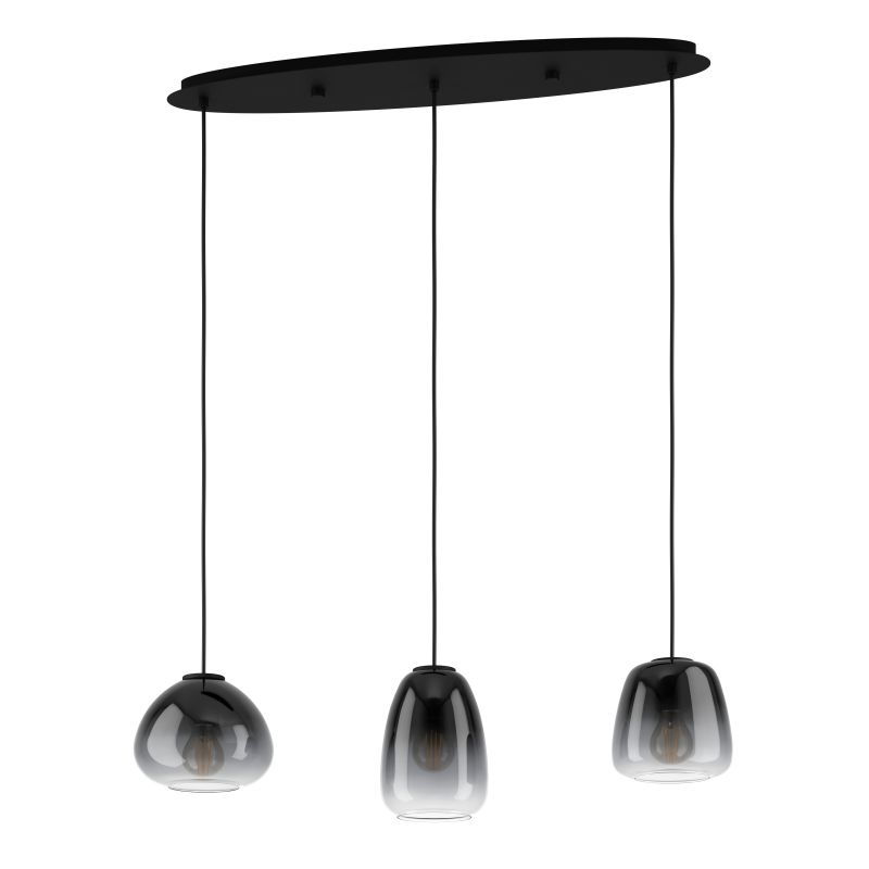 Eglo-900195 - Aguilares - Smoky Ombre Glass & Black 3 Light over Island Fitting