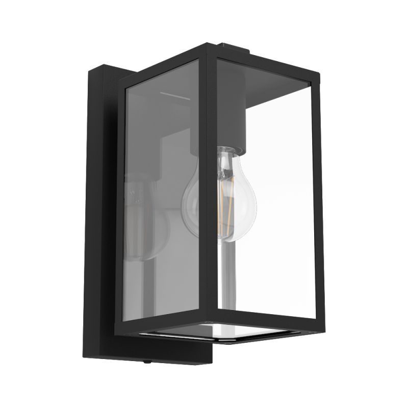 Eglo-900288 - Budrone - Black & Clear Glass Lantern Wall Lamp