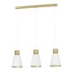 Eglo-900377 - Aglientina - Brushed Brass 3 Light over Island Fitting White Fabric Shade