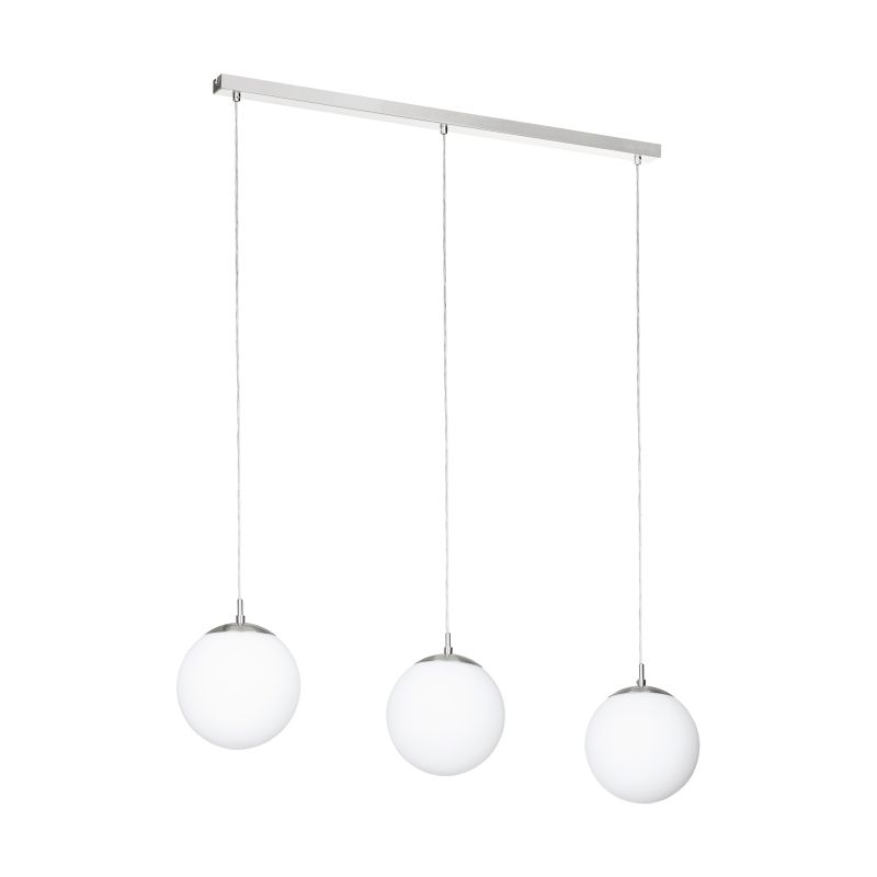 Eglo-900395 - Rondo - White Globes with Satin Nickel 3 Light over Island Fitting