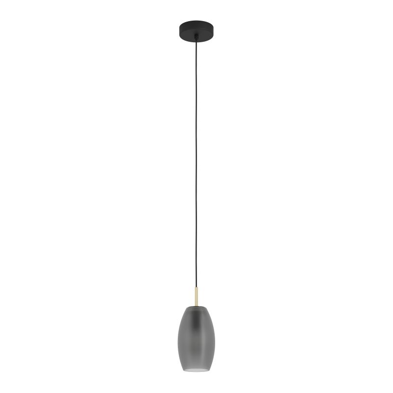 Eglo-900507 - Batista - Black & Brushed Brass Pendant with Grey Satin Glass