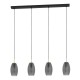 Eglo-900508 - Batista - Black & Brushed Brass 4 Light over Island Fitting with Grey Satin Glasses