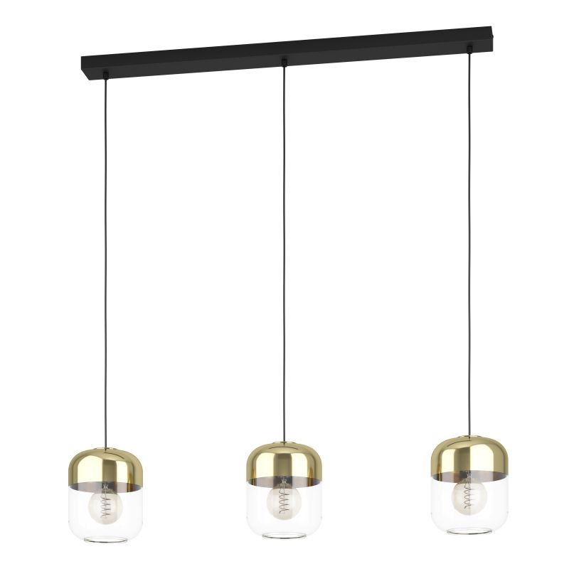 Eglo-900551 - Maryvilla - Gold and Clear Glass & Black 3 Light over Island Fitting