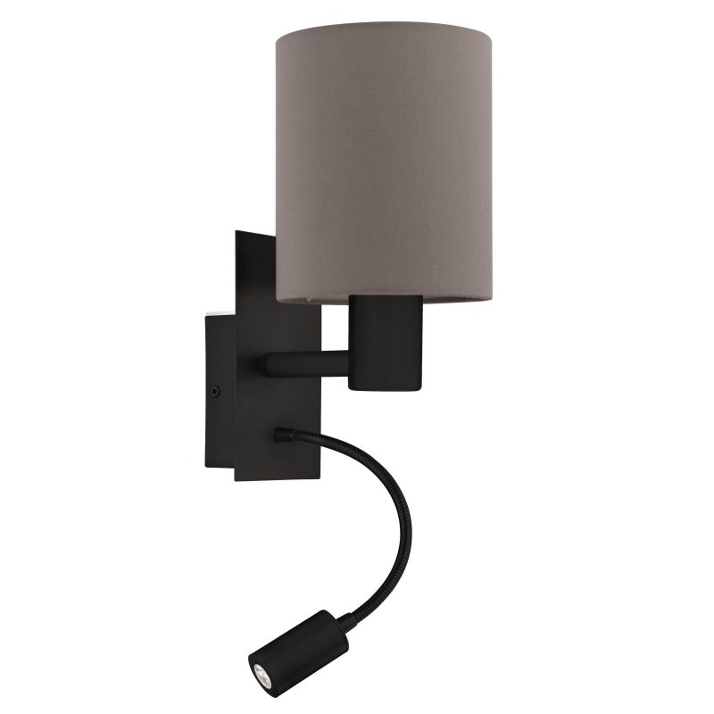 Eglo-900701 - Pasteri - Black Mother & Child Wall Lamp with Anthracite Brown Shade