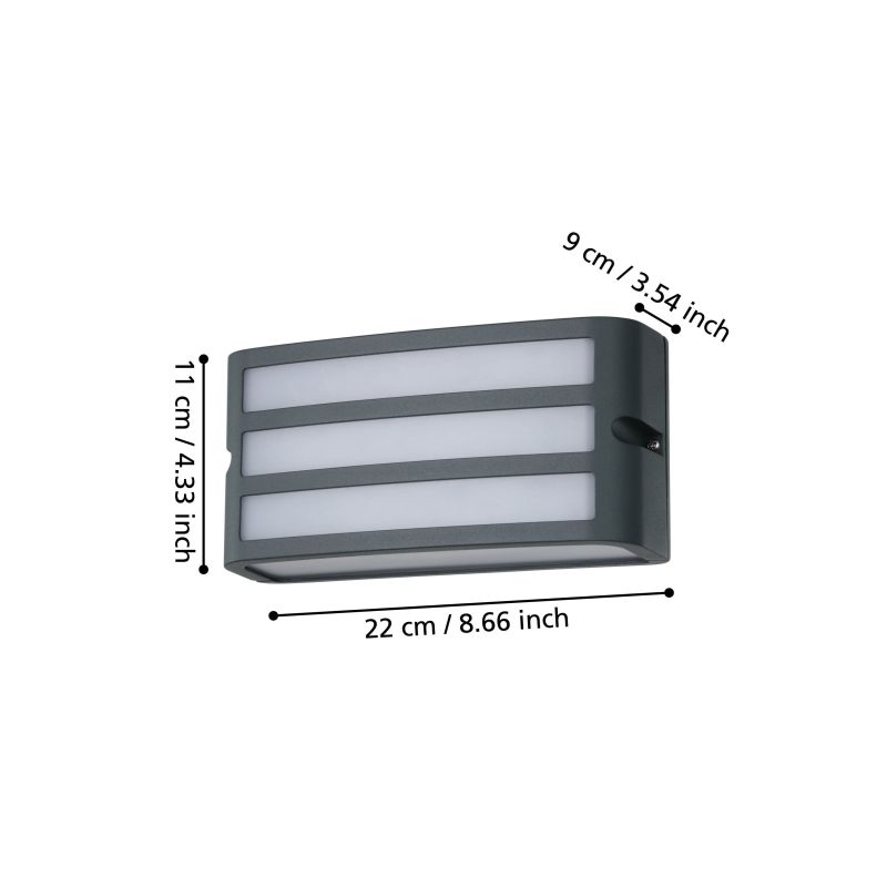Eglo-900811 - Camarda - Anthracite Wall Lamp with Grid