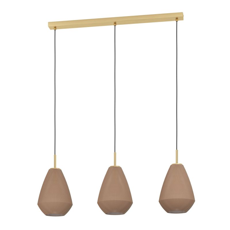 Eglo-900813 - Caprarola - Brushed Brass 3 Light over Island Fitting with Sandy Glasses