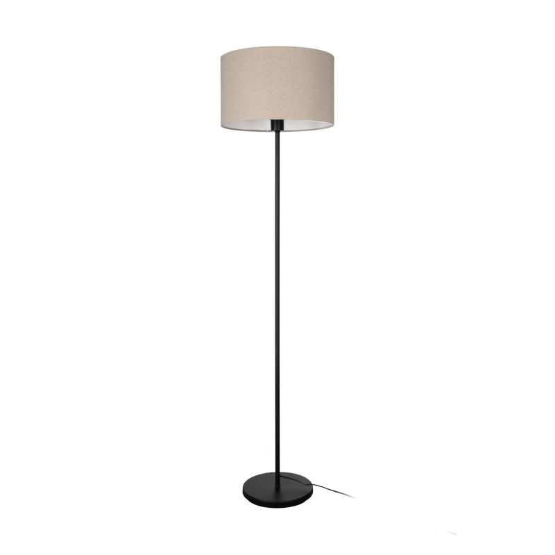 Eglo-900862 - Feniglia - Black Floor Lamp with Natural Linen Shade