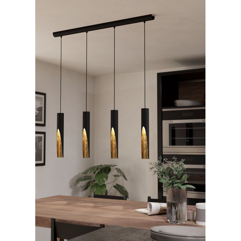 Eglo-900873 - Barbotto - Black & Gold 4 Light over Island Fitting