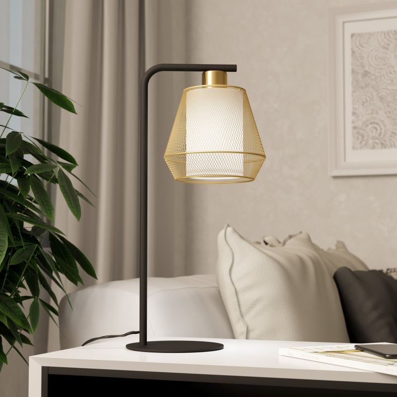 Eglo-900898 - Ciudadela - Black Table Lamp with Brushed Brass & White Shade