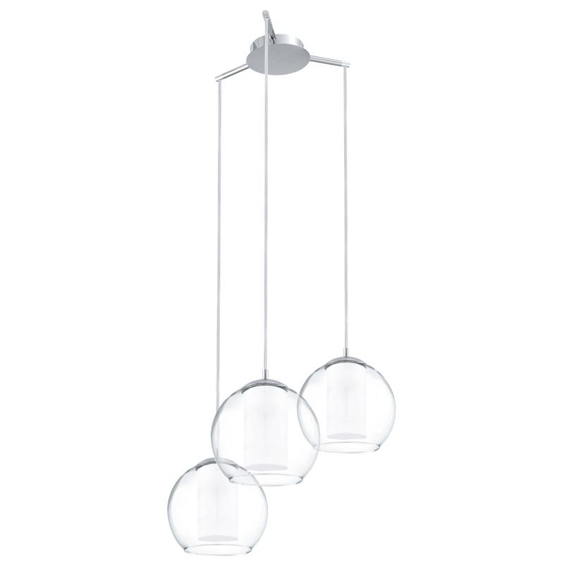 Eglo-92762 - Bolsano - Clear & White Glass with Chrome 3 Light Cluster