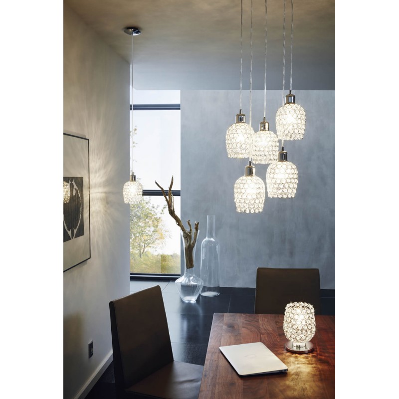 Kitchen Lights - Bonares 1 - Crystal & Polished Chrome 3 Light over Island Fitting Eglo-94897 - Bonares 1 - Crystal & Polished Chrome 3 Light over Island Fitting