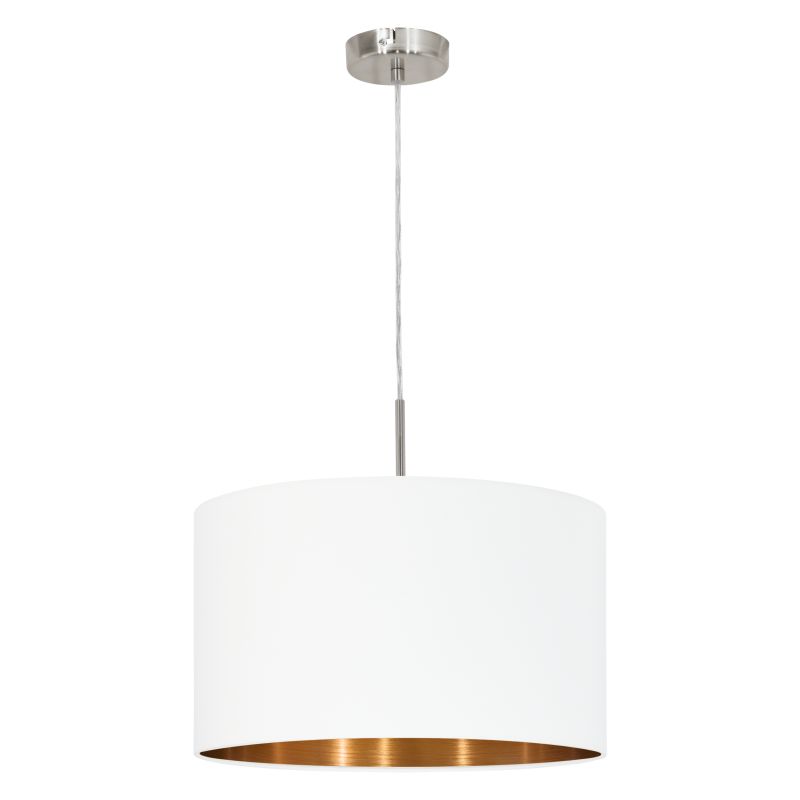 Ceiling Lights - Pasteri - White & Copper with Nickel Single Pendant Eglo-95044 - Pasteri - White & Copper with Nickel Single Pendant