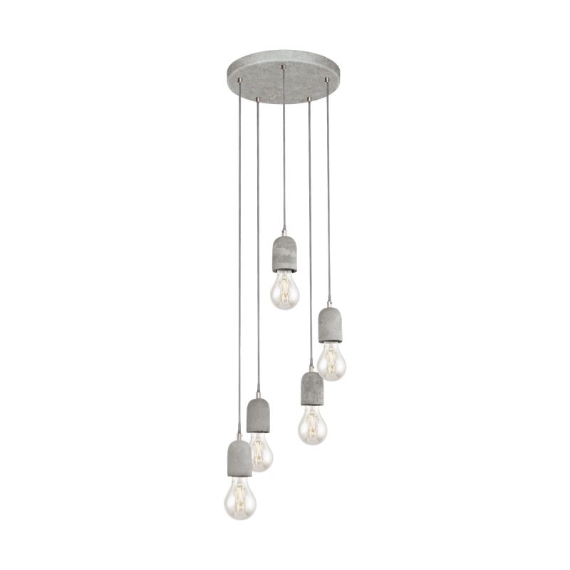 Ceiling Lights - Silvares - Grey Concrete 5 Light Cluster Pendant Eglo-95524 - Silvares - Grey Concrete 5 Light Cluster Pendant