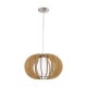 Eglo-95598 - Stellato 1 - Natural Wood and Glass Small Pendant