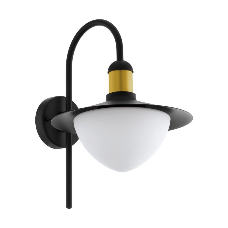 Eglo-97285 - Sirmione - White Glass & Black with Gold Wall Lamp