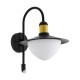 Outdoor - Sirmione - White Glass & Black with Gold PIR Wall Lamp Eglo-97286 - Sirmione - White Glass & Black with Gold PIR Wall Lamp