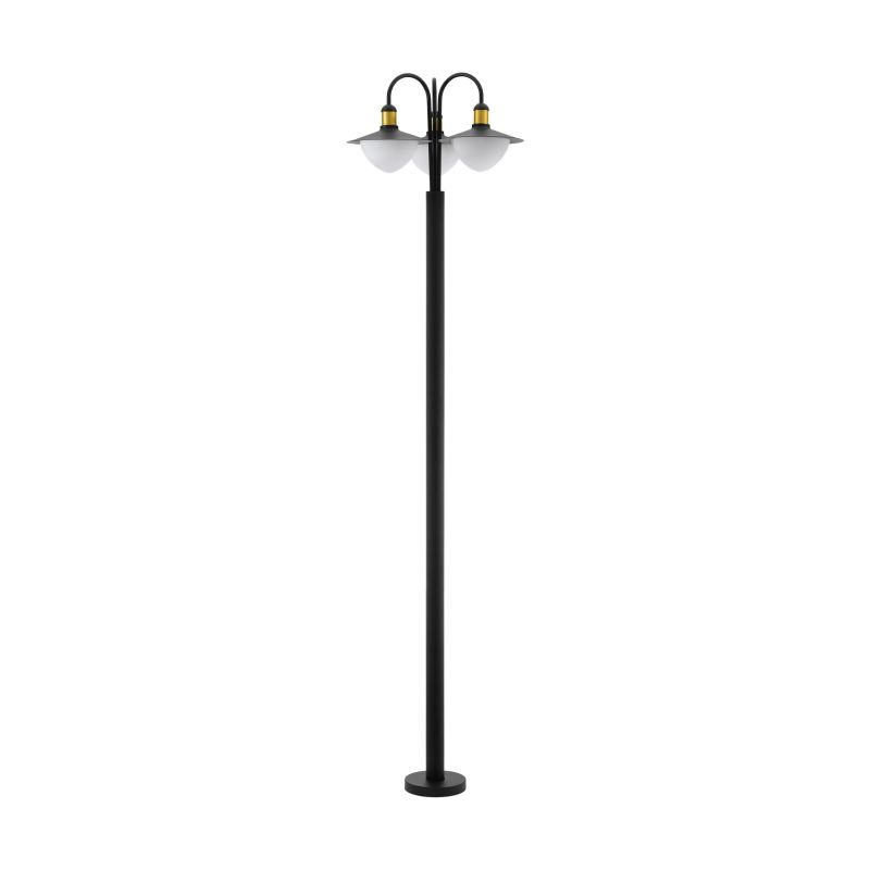 Eglo-97288 - Sirmione - White Glass & Black with Gold 3 Light Post