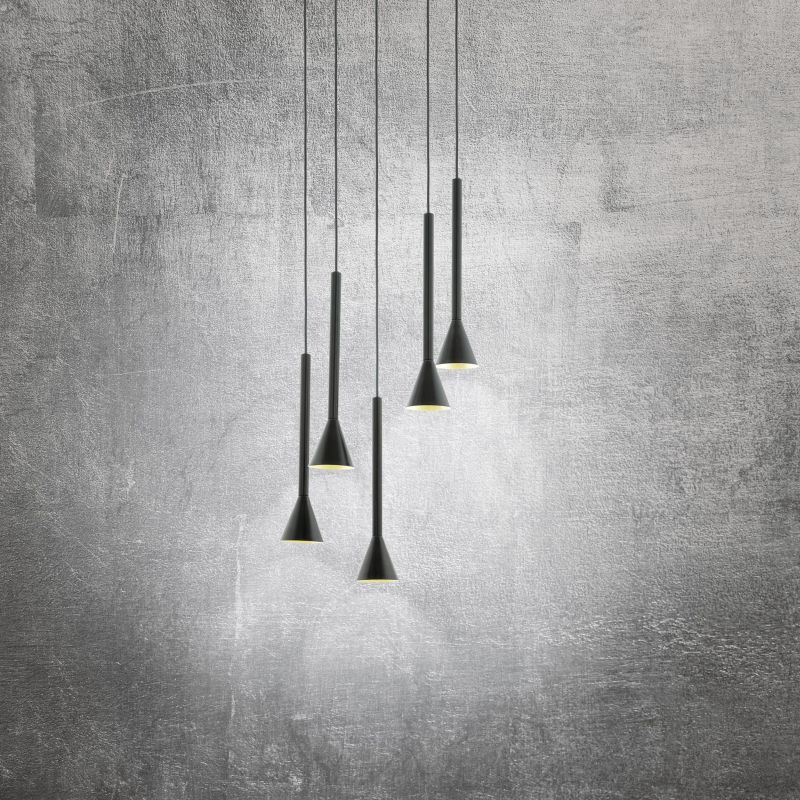 Ceiling Lights - Cortaderas - Black & Gold 5 Light Cluster Fitting Eglo-97606 - Cortaderas - Black & Gold 5 Light Cluster Fitting