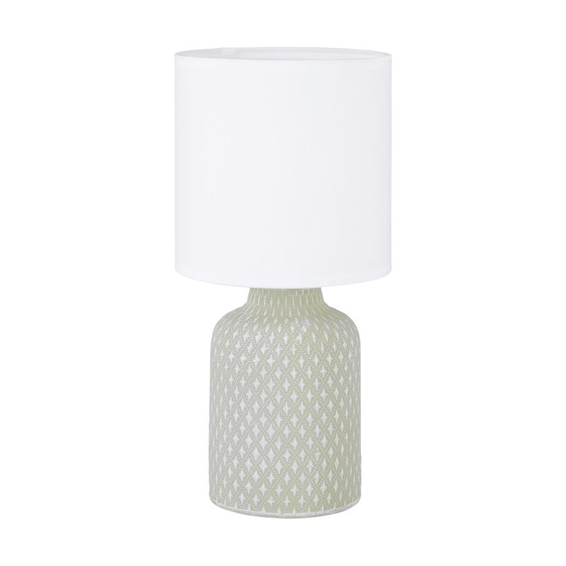 Eglo-97774 - Bellariva - White Fabric & Grey Ceramic Table Lamp