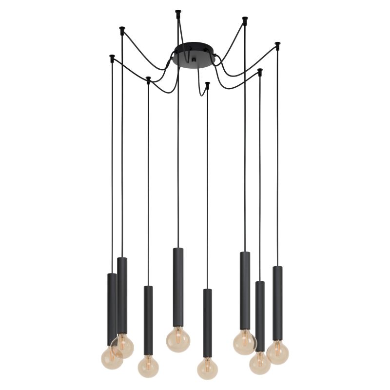 Ceiling Lights - Cortenova - Modern Black 8 Light Spider Fitting Eglo-98083 - Cortenova - Modern Black 8 Light Spider Fitting