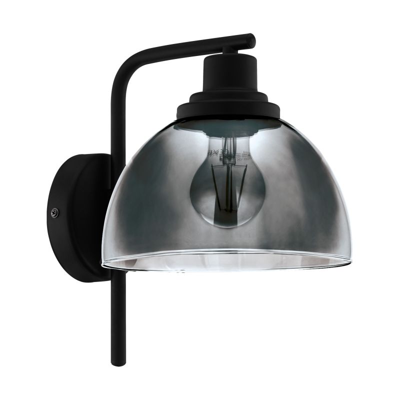 Wall Lights - Beleser - Smoky Glass & Black Wall Lamp Eglo-98385 - Beleser - Smoky Glass & Black Wall Lamp