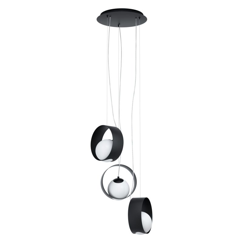 Ceiling Lights - Camargo - Black & White Globe 3 Light Cluster Pendant Eglo-98441 - Camargo - Black & White Globe 3 Light Cluster Pendant