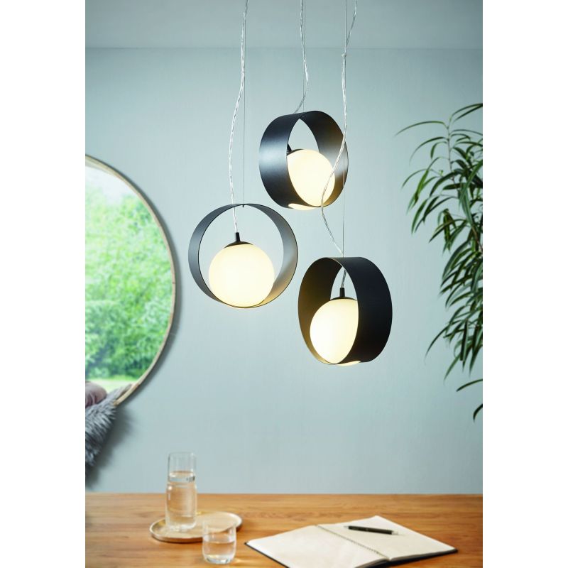 Ceiling Lights - Camargo - Black & White Globe 3 Light Cluster Pendant Eglo-98441 - Camargo - Black & White Globe 3 Light Cluster Pendant