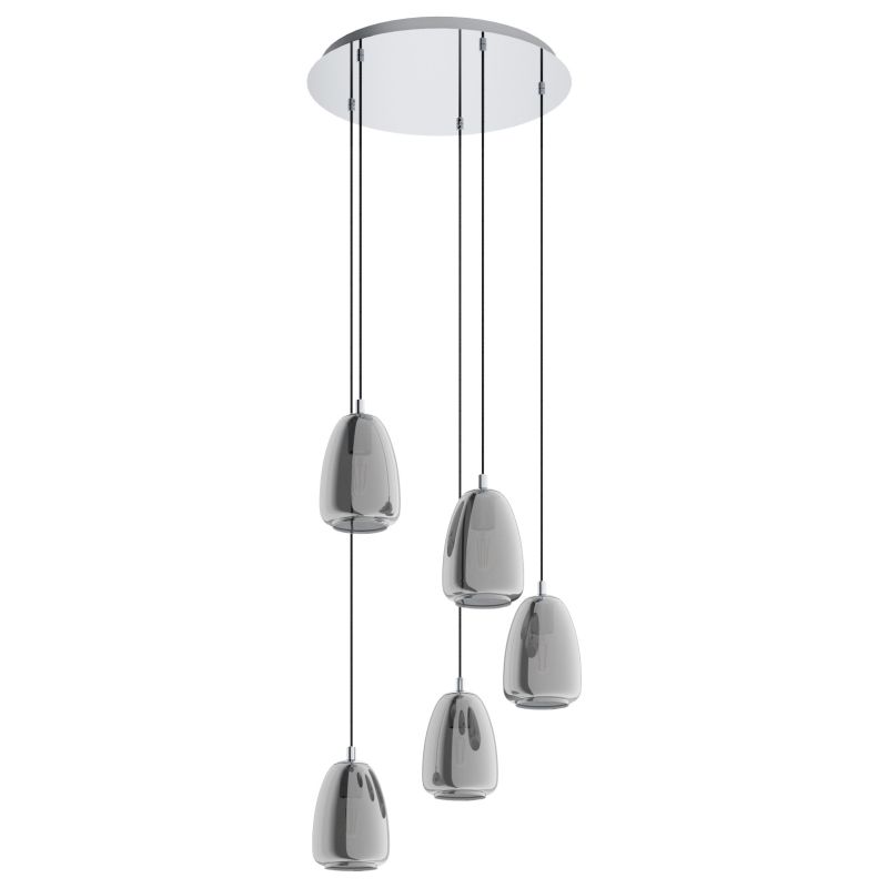Eglo-98617 - Alobrase - Smoky Glass with Chrome Cluster Fitting