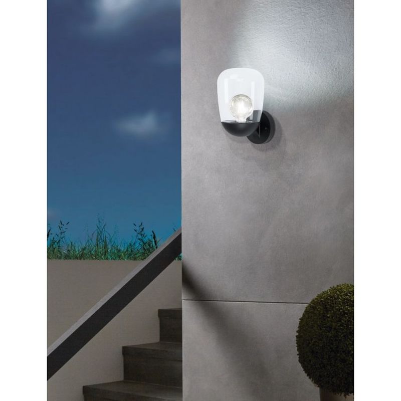 Eglo-98701 - Donatori - Outdoor Clear Glass & Black Wall Lamp