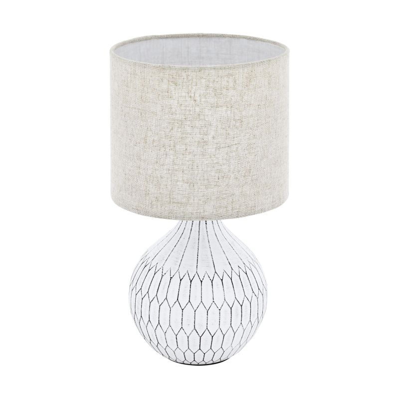 Eglo-99332 - Bellariva 3 - Natural Linen & White Ceramic Table Lamp