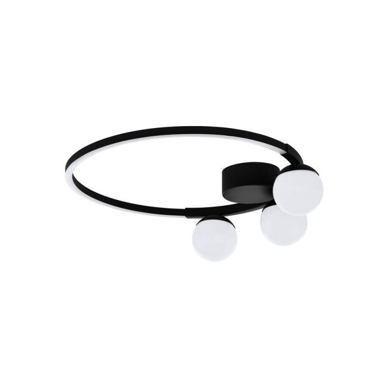 Eglo-99375 - Phianeros - LED White Globe & Black Round Flush