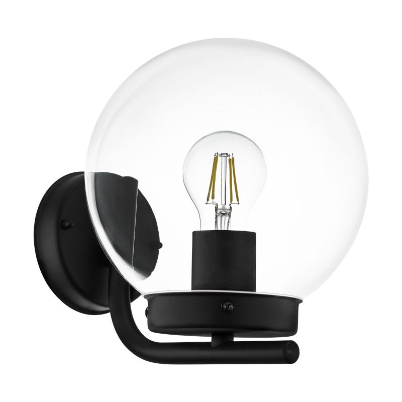 Eglo-99598 - Taverna - Outdoor Clear Globe & Black Wall Lamp